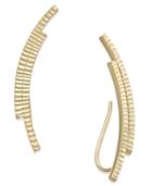 Textured Double Bar Ear Climber Earrings In 10k Gold