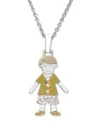 14k Gold And Sterling Silver Necklace, Boy Charm Pendant