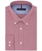 Tommy Hilfiger Men's Slim-fit Non-iron Big And Tall Red Check Dress Shirt