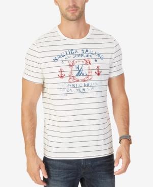 Nautica Men's Sailing Supplies Stripe Logo-print T-shirt