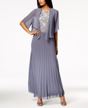 Sl Fashions Lace-popover Pleated Dress & Jacket