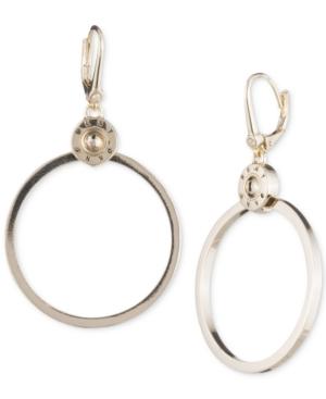 Dkny Gold-tone Logo Gypsy Hoop Earrings, Created For Macy's