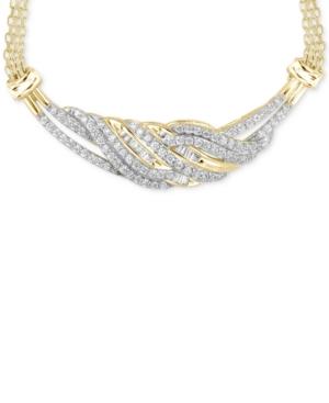 Diamond Twist Frontal Necklace (1 Ct. T.w.) In 14k Gold Over Sterling Silver