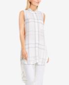 Two By Vince Camuto High-low Plaid Tunic