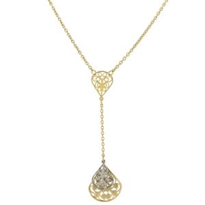 2028 Gold-tone Filigree Pearshape Y-necklace 16 Adjustable