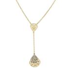 2028 Gold-tone Filigree Pearshape Y-necklace 16 Adjustable