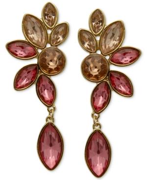 Guess Gold-tone Rose Crystal Cluster Drop Earrings