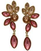 Guess Gold-tone Rose Crystal Cluster Drop Earrings