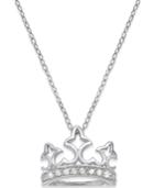 Diamond Crown Pendant Necklace (1/10 Ct. T.w.) In Sterling Silver