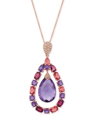 Le Vian Multi-gemstone (15-1/2 Ct. T.w.) & Diamond Accent 20 Pendant Necklace In 14k Rose Gold