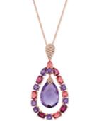 Le Vian Multi-gemstone (15-1/2 Ct. T.w.) & Diamond Accent 20 Pendant Necklace In 14k Rose Gold