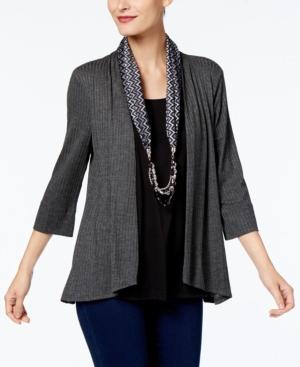 Ny Collection Layered-look Top & Beaded Scarf