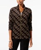 Karen Scott Plaid Mock-neck Jacket, Created For Macy's