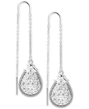 Charriol White Topaz Drop Earrings (9/10 Ct. T.w.) In Sterling Silver & Stainless Steel