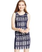 Teeze Me Juniors' Solid-side Printed Sheath Dress