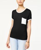 Ultra Flirt Juniors' Ringer Pocket T-shirt