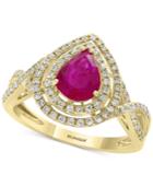 Effy Certified Ruby (9/10 Ct. T.w.) And Diamond (1/3 Ct. T.w.) Statement Ring In 14k Gold
