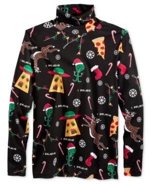 American Rag Men's Christmas In Space Turtleneck Shirt, Only At Macy's