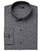 Bar Iii Men's Slim-fit Charcoal Floral-print Dress Shirt, Only At Macy's