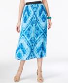Ny Collection Printed Pull-on Pleated Midi Skirt