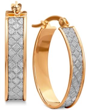 Textured Glittery Hoop Earrings In 14k Gold, White Gold Or Rose Gold, 1 Inch