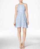 Guess Embroidered Denim Halter Fit & Flare Dress