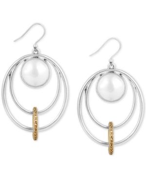 Lucky Brand Two-tone Imitation Pearl Multi-circle Drop Earrings, Created For Macy's