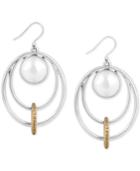 Lucky Brand Two-tone Imitation Pearl Multi-circle Drop Earrings, Created For Macy's
