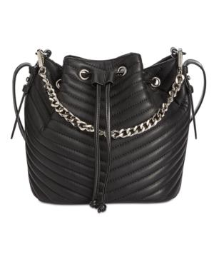 Steve Madden Marge Chevron Quilted Drawstring Small Bucket Bag