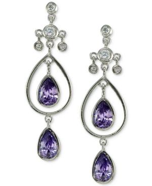 Giani Bernini Cubic Zirconia Double Teardrop Drop Earrings In Sterling Silver, Created For Macy's
