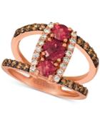 Le Vian Rhodolite (1 Ct. T.w.) & Nude & Chocolate Diamond (5/8 Ct. T.w.) Statement Ring In 14k Rose Gold