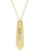 Swarovski Gold-tone Blue & Clear Crystal Fringed Pendant Necklace