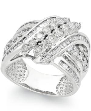 Diamond Double-row Center Ring (2 Ct. T.w.) In 14k White Or Yellow Gold