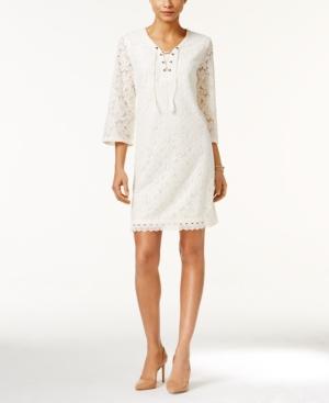 Style & Co. Petite Lace Lace-up Sheath Dress, Only At Macy's