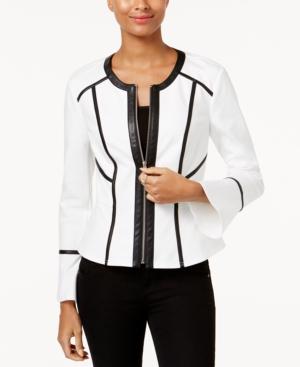 Inc International Concepts Faux-leather-trim Peplum Jacket, Created For Macy's
