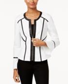 Inc International Concepts Faux-leather-trim Peplum Jacket, Created For Macy's