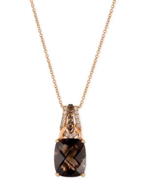 Le Vian Chocolatier Smoky Quartz (4-1/2 Ct. T.w.) And Diamond (1/5 Ct. T.w.) Pendant Necklace In 14k Rose Gold
