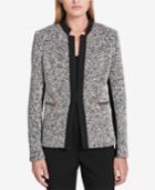 Calvin Klein Ponte-trim Tweed Jacket