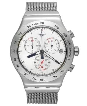 Swatch Watch, Men's Swiss Chronograph Silverish Stainless Steel Mesh Bracelet 43mm Yvs405g