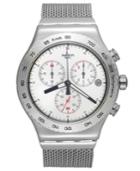 Swatch Watch, Men's Swiss Chronograph Silverish Stainless Steel Mesh Bracelet 43mm Yvs405g