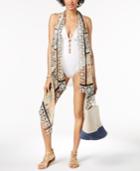 I.n.c. Drape-front Printed Cover-up & Vest, Created For Macy's