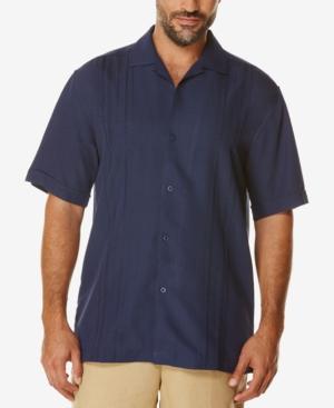 Cubavera Men's Embroidered Grid Panel Short Sleeve Shirt
