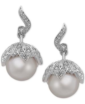 Nina Silver-tone Swarovski Crystal Imitation Pearl Drop Earrings