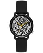 Guess Women's Pencils Of Promise & Timothy Goodman Black Silicone Strap Watch 32mm - A Special Edition