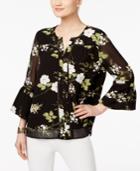 Fever Floral-print Illusion-sleeve Blouse