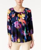 Cable & Gauge Printed Lattice-back Peasant Top