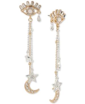 Bcbg Two-tone Crystal Evil Eye Linear Drop Earrings