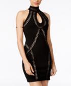 Crystal Doll Juniors' Lattice-trim Ponte Knit Dress