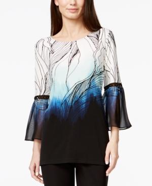 Alfani Printed Chiffon-trim Tunic Top, Only At Macy's