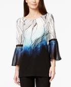 Alfani Printed Chiffon-trim Tunic Top, Only At Macy's